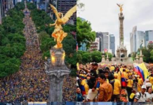 Miles de colombianos desbordan La Minerva durante festejos por triunfo de su selección