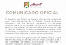 Ataque armado deja 5 policías heridos en pachecos municipio de Huajicori