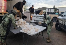 FGR asegura casi 197 kilos de metanfetamina ocultos en camión de paquetería en Sonora