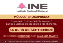 El gobierno de Acaponeta te invita a acudir al modulo del INE en esta semana