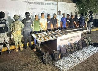 Detienen a nueve personas con armas y droga durante operativo en Rosario, Sinaloa