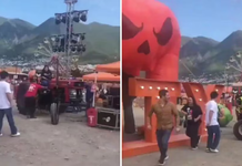 Mujer choca tractor contra calabaza gigante en festival de otoño en Nuevo León